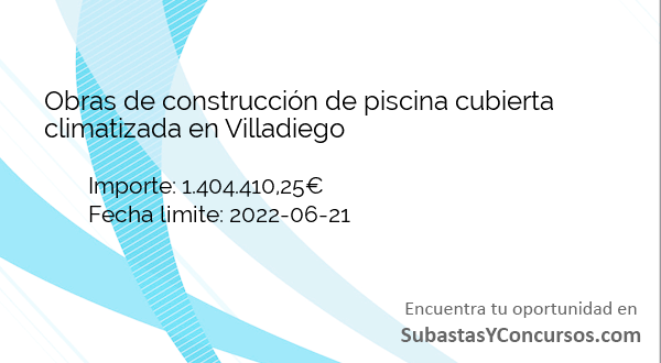 Obras de construcción de piscina cubierta climatizada en Villadiego